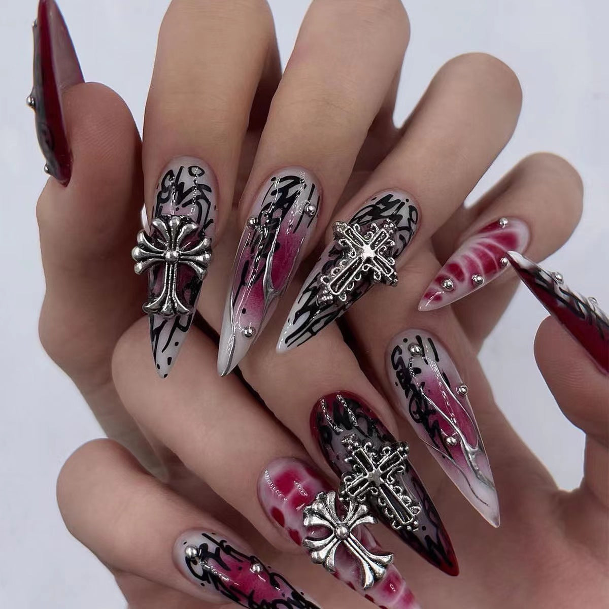 24pcs Handmade press on nail [Size - L]